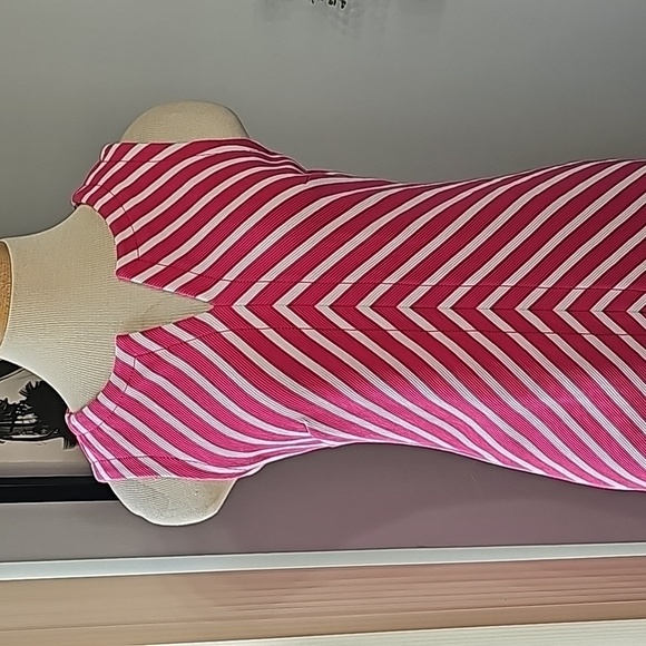 TALBOTS NWT pink‎ striped sleevless dress with V neck. GREAT FOR Vacation. - Picture 2 of 13
